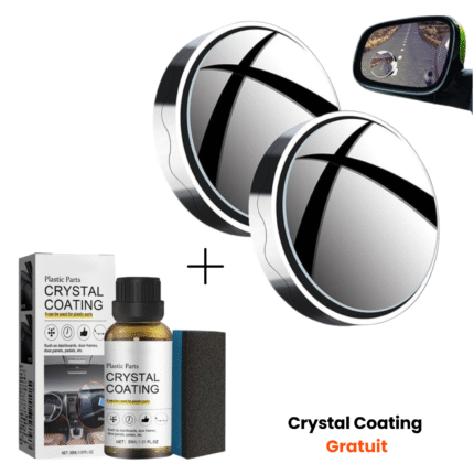 Miroir D'Angle Mort 2 Pcs, type ventouse + Crystal Coating
